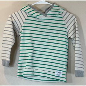 Purl Lamb Toddler Cozy Green & Gray Striped Hoodie Sweatshirt Size 5/6T